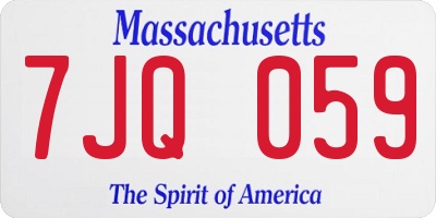 MA license plate 7JQ059