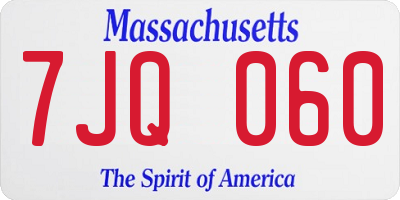 MA license plate 7JQ060