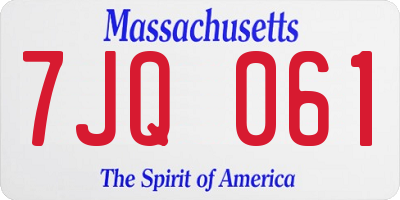 MA license plate 7JQ061