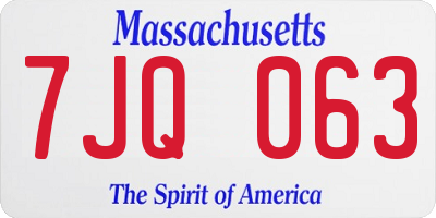 MA license plate 7JQ063