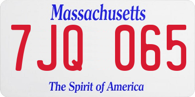 MA license plate 7JQ065
