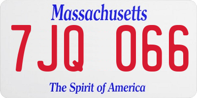 MA license plate 7JQ066