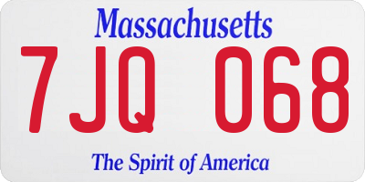 MA license plate 7JQ068