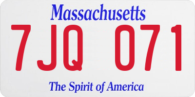MA license plate 7JQ071
