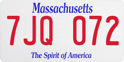 MA license plate 7JQ072