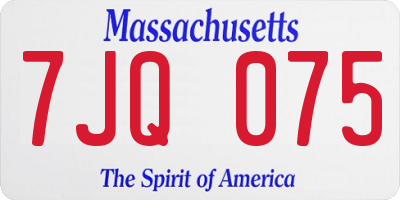 MA license plate 7JQ075