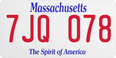MA license plate 7JQ078