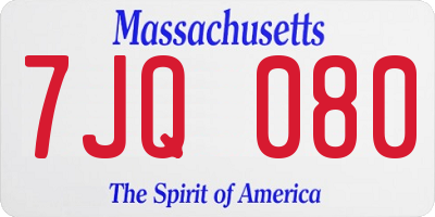 MA license plate 7JQ080