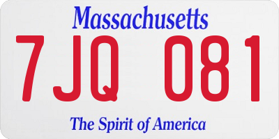 MA license plate 7JQ081