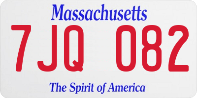 MA license plate 7JQ082