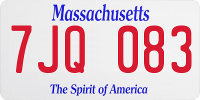 MA license plate 7JQ083