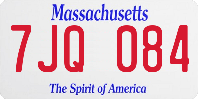 MA license plate 7JQ084
