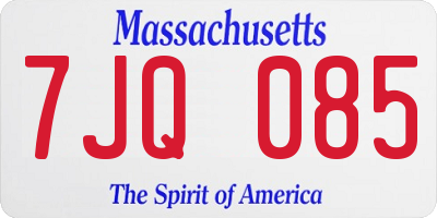 MA license plate 7JQ085