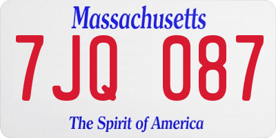 MA license plate 7JQ087