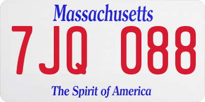 MA license plate 7JQ088