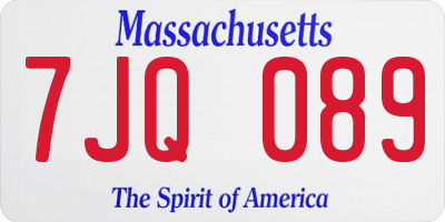 MA license plate 7JQ089