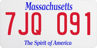 MA license plate 7JQ091