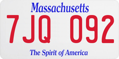 MA license plate 7JQ092
