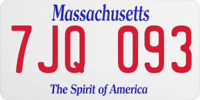 MA license plate 7JQ093