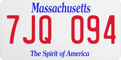 MA license plate 7JQ094