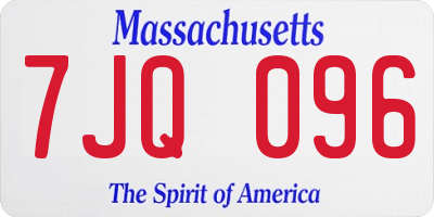MA license plate 7JQ096