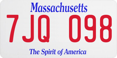 MA license plate 7JQ098