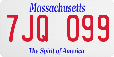 MA license plate 7JQ099