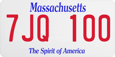 MA license plate 7JQ100