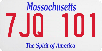 MA license plate 7JQ101