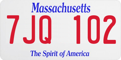 MA license plate 7JQ102