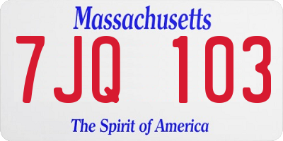 MA license plate 7JQ103