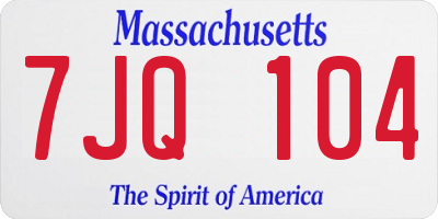 MA license plate 7JQ104