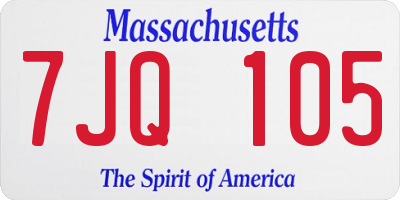 MA license plate 7JQ105