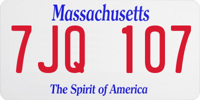 MA license plate 7JQ107