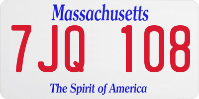 MA license plate 7JQ108