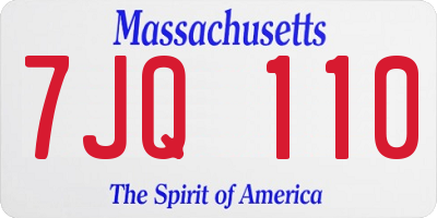 MA license plate 7JQ110