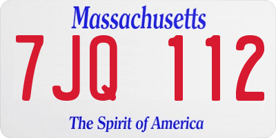 MA license plate 7JQ112