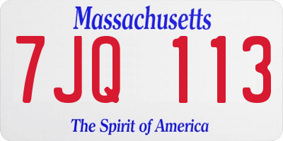 MA license plate 7JQ113