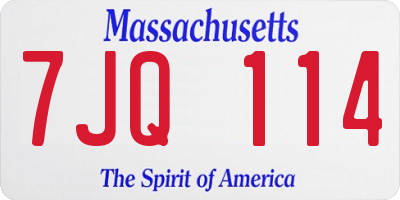 MA license plate 7JQ114