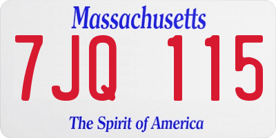 MA license plate 7JQ115