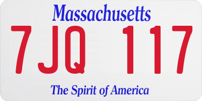 MA license plate 7JQ117