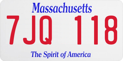 MA license plate 7JQ118