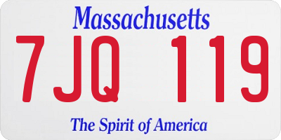 MA license plate 7JQ119