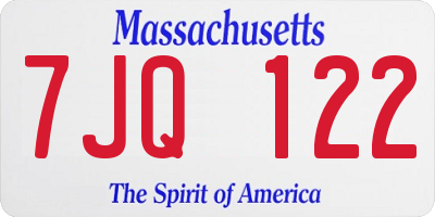 MA license plate 7JQ122