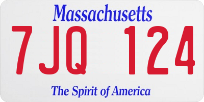MA license plate 7JQ124