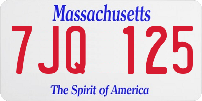 MA license plate 7JQ125