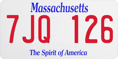 MA license plate 7JQ126
