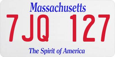 MA license plate 7JQ127