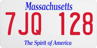 MA license plate 7JQ128