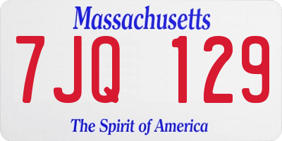 MA license plate 7JQ129